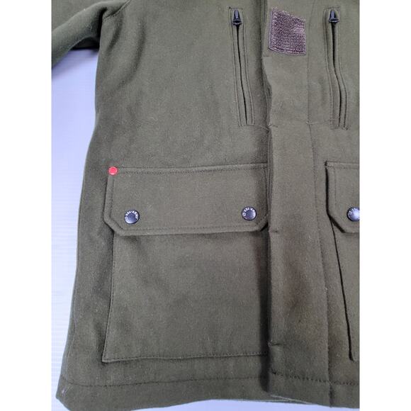 Izzue IZ-X04-Army Green Wool Blend Mens Large Button Military Style Heavy Jacket - Picture 4 of 16